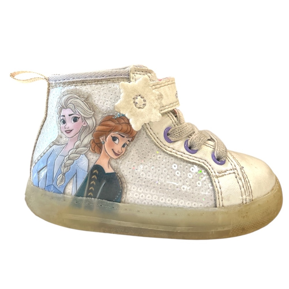 Disney Frozen High-Top Sneakers - White and Purple Sz 7 toddler girl as is